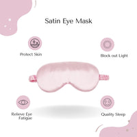 Satin Eye Mask for Sleeping - Soft Silk Sleep Mask with Adjustable Strap for Women, Teens, and Kids, Light-Blocking Blackout Design for Travel and Relaxation (Pink)