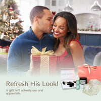 Men's 4-Piece Deluxe Skincare Gift Set | Cooling Jade Gem Mask, Obsidian Gua Sha Tool, Hydrating Cucumber Serum, & Detoxifying Sugar Scrub | Natural Grooming and Face Massage Kit