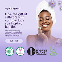 4-Piece Natural Brightening & Detox Bath Gift Set | Kojic Turmeric Soap, Exfoliating Sugar Scrub, Vanilla Coco Oil, & Konjac Exfoliating Sponge | Complete Spa & Skincare Kit for Women