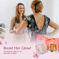 Rose Quartz Spa Gift Set for Women | 4-Piece Skincare Self-Care Kit | Crystal Gem Eye Mask, Hydrating Rose Petal Serum, & 5oz Lemon Coco Oil | Natural Beauty Treatment Kit