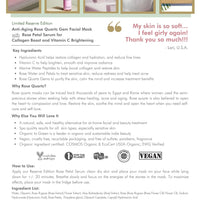 Rose Quartz Crystal Gem Facial Mask For Self-Care + Rose Petal Reserve Serum with Collagen Boost & Vitamin C Brightening
