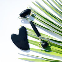 Crystal Roller + Gua Sha Set - Skin Detox - Obsidian