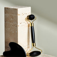 Crystal Roller + Gua Sha Set - Skin Detox - Obsidian