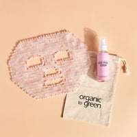 Rose Quartz Crystal Gem Facial Mask For Self-Care + Rose Petal Reserve Serum with Collagen Boost & Vitamin C Brightening