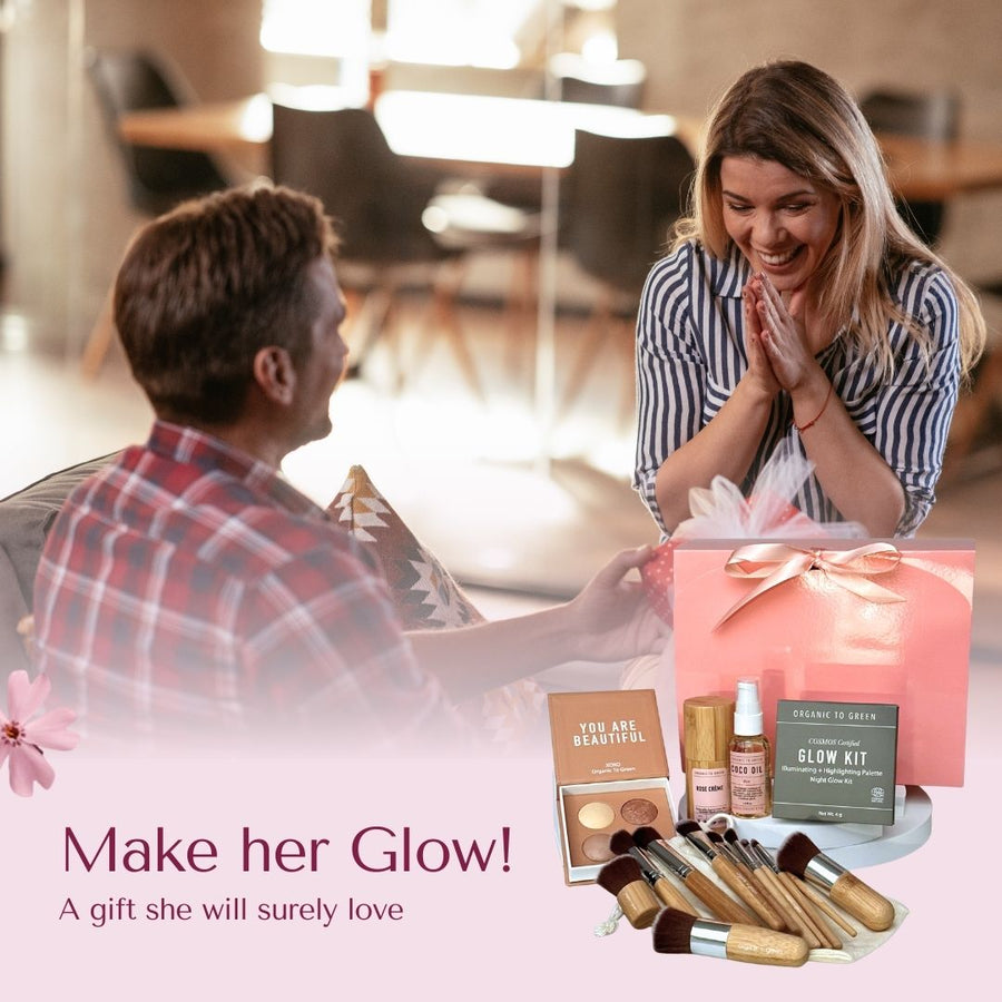 5-Piece Luxury Rose Makeup Gift Set for Women | Complete Glow Kit (Day & Night) with 11 Professional Makeup Brushes and Bag, Hydrating Rose Crème, & Rose Coco Oil | Premium Beauty Collection