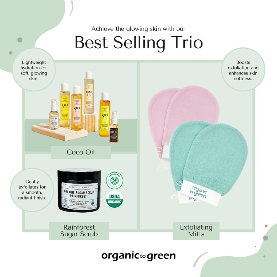 Premium Exfoliating Mitt for Body (2pc) – 100% Vegan Viscose Traditional Body Scrub Washcloth – Body Exfoliator