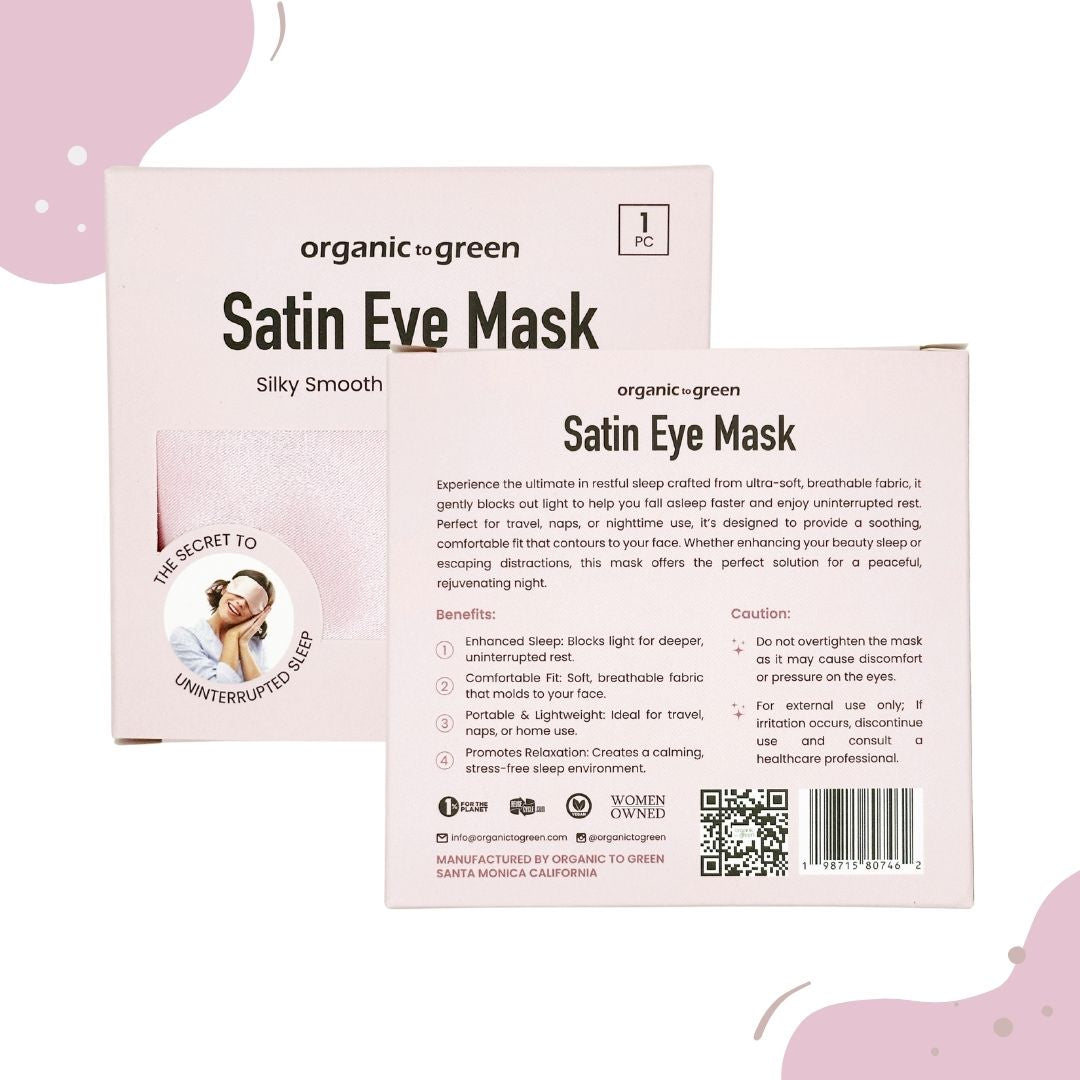 Satin Eye Mask for Sleeping - Soft Silk Sleep Mask with Adjustable Strap for Women, Teens, and Kids, Light-Blocking Blackout Design for Travel and Relaxation (Pink)