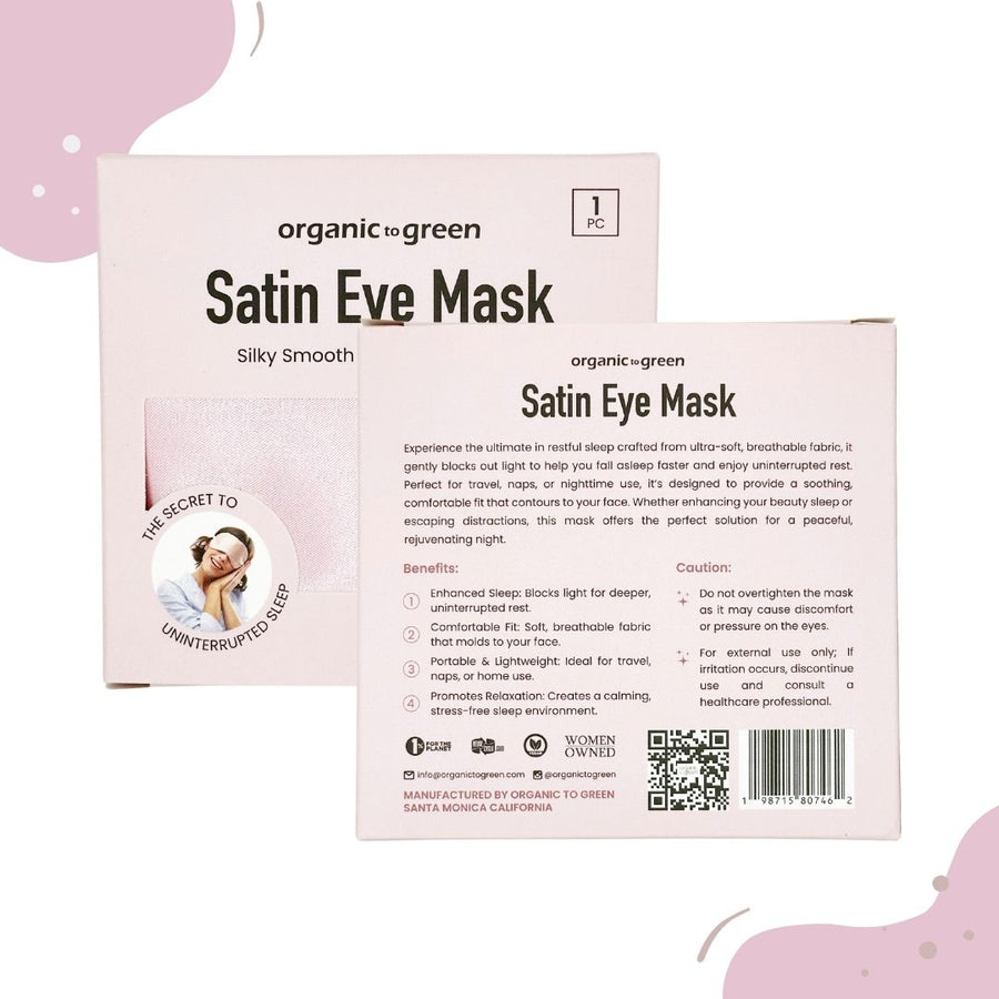 Satin Eye Mask for Sleeping - Soft Silk Sleep Mask with Adjustable Strap for Women, Teens, and Kids, Light-Blocking Blackout Design for Travel and Relaxation (Pink)