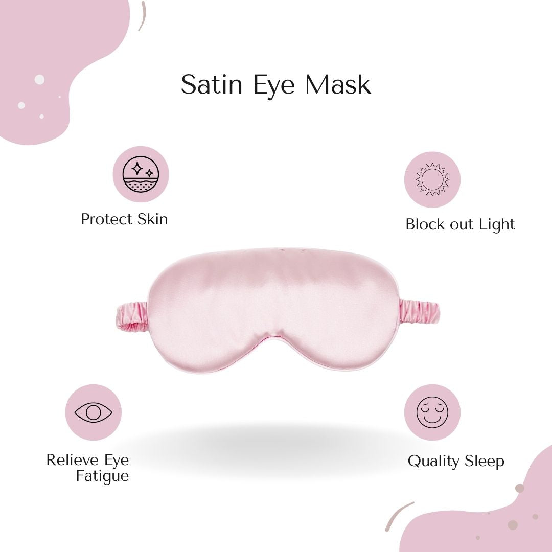 Satin Eye Mask for Sleeping - Soft Silk Sleep Mask with Adjustable Strap for Women, Teens, and Kids, Light-Blocking Blackout Design for Travel and Relaxation (Pink)