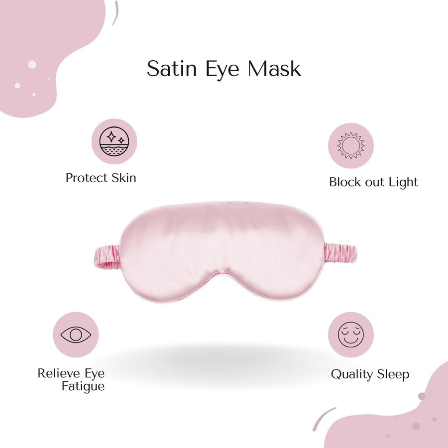 Satin Eye Mask for Sleeping - Soft Silk Sleep Mask with Adjustable Strap for Women, Teens, and Kids, Light-Blocking Blackout Design for Travel and Relaxation (Pink)