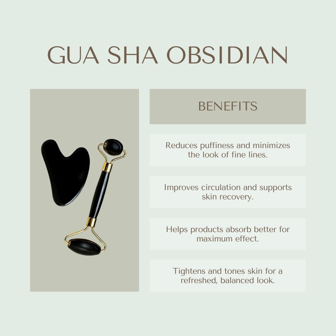 Men's 4-Piece Deluxe Skincare Gift Set | Cooling Jade Gem Mask, Obsidian Gua Sha Tool, Hydrating Cucumber Serum, & Detoxifying Sugar Scrub | Natural Grooming and Face Massage Kit