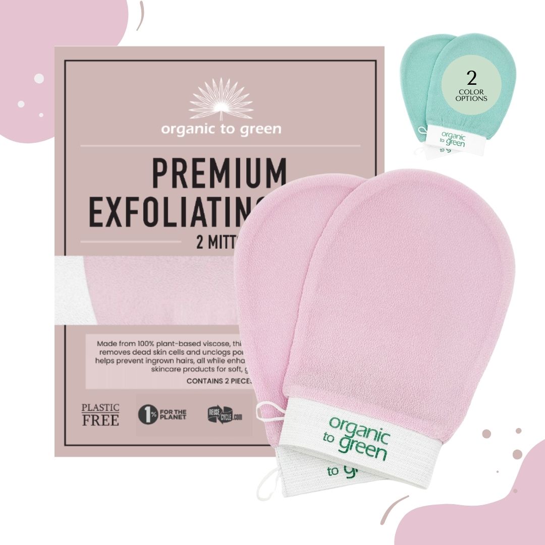 Premium Exfoliating Mitt for Body (2pc) – 100% Vegan Viscose Traditional Body Scrub Washcloth – Body Exfoliator