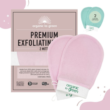 Premium Exfoliating Mitt for Body (2pc) – 100% Vegan Viscose Traditional Body Scrub Washcloth – Body Exfoliator