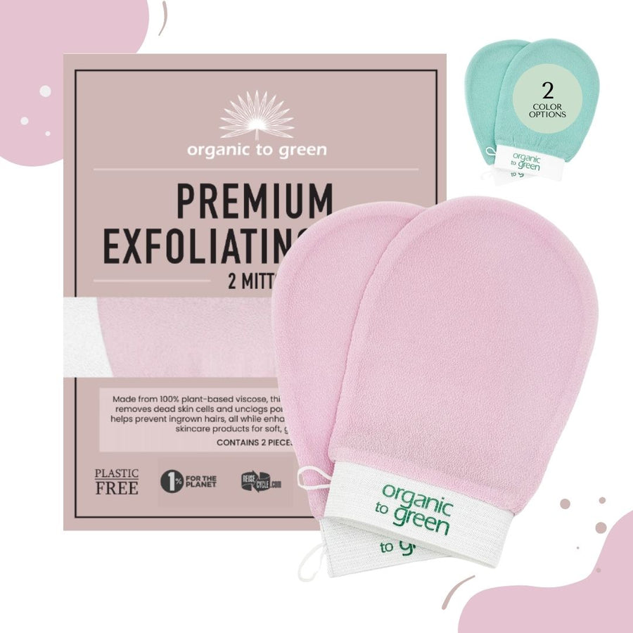 Premium Exfoliating Mitt for Body (2pc) – 100% Vegan Viscose Traditional Body Scrub Washcloth – Body Exfoliator