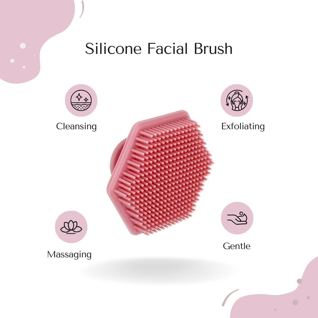 Silicone Facial Brush | Antimicrobial Silicone Face Scrubber, Gentle Face Exfoliator for Sensitive Skin, Eco Friendly Facial Cleansing Brush (Gray)
