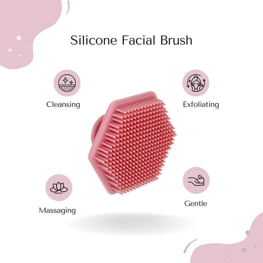 Silicone Facial Brush | Antimicrobial Silicone Face Scrubber, Gentle Face Exfoliator for Sensitive Skin, Eco Friendly Facial Cleansing Brush (Gray)
