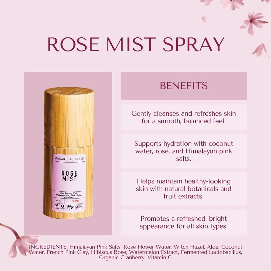 4-Piece Carry-On Size Travel Essentials Gift Box | Luxury Rose Mist, 1.8oz Lemon Coco Oil, & Hand Sanitizer with Vegan Leather Cosmetic Toiletry Bag | Portable Hydration & Hygiene Kit for Air Travel