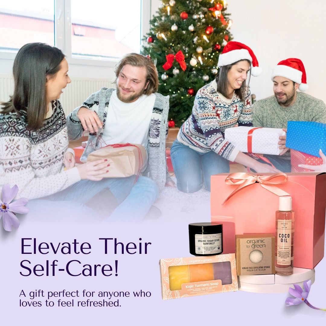 4-Piece Natural Brightening & Detox Bath Gift Set | Kojic Turmeric Soap, Exfoliating Sugar Scrub, Vanilla Coco Oil, & Konjac Exfoliating Sponge | Complete Spa & Skincare Kit for Women