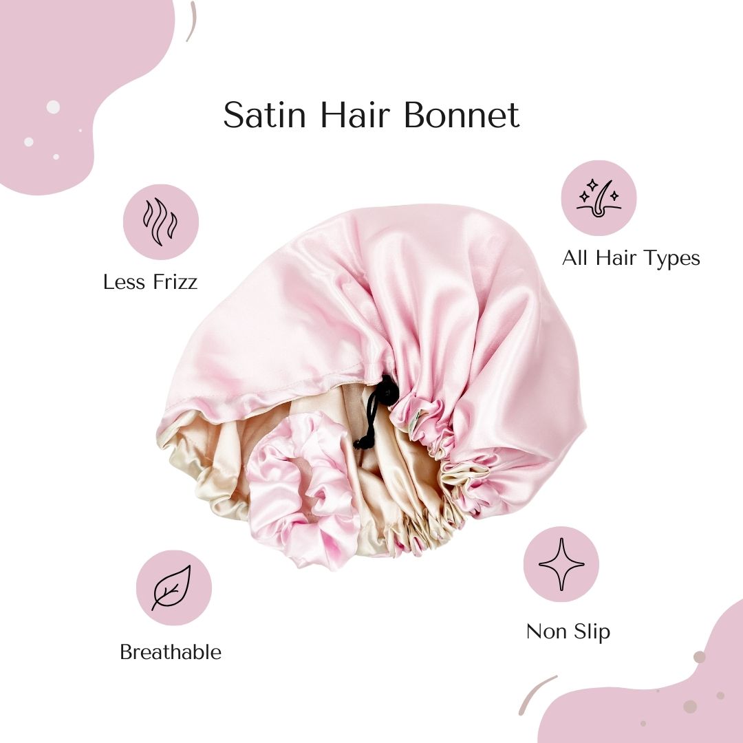 Satin Hair Bonnet, Adjustable Hair Bonnet for Sleeping Hair Bonnets for Women Curly Natural Hair