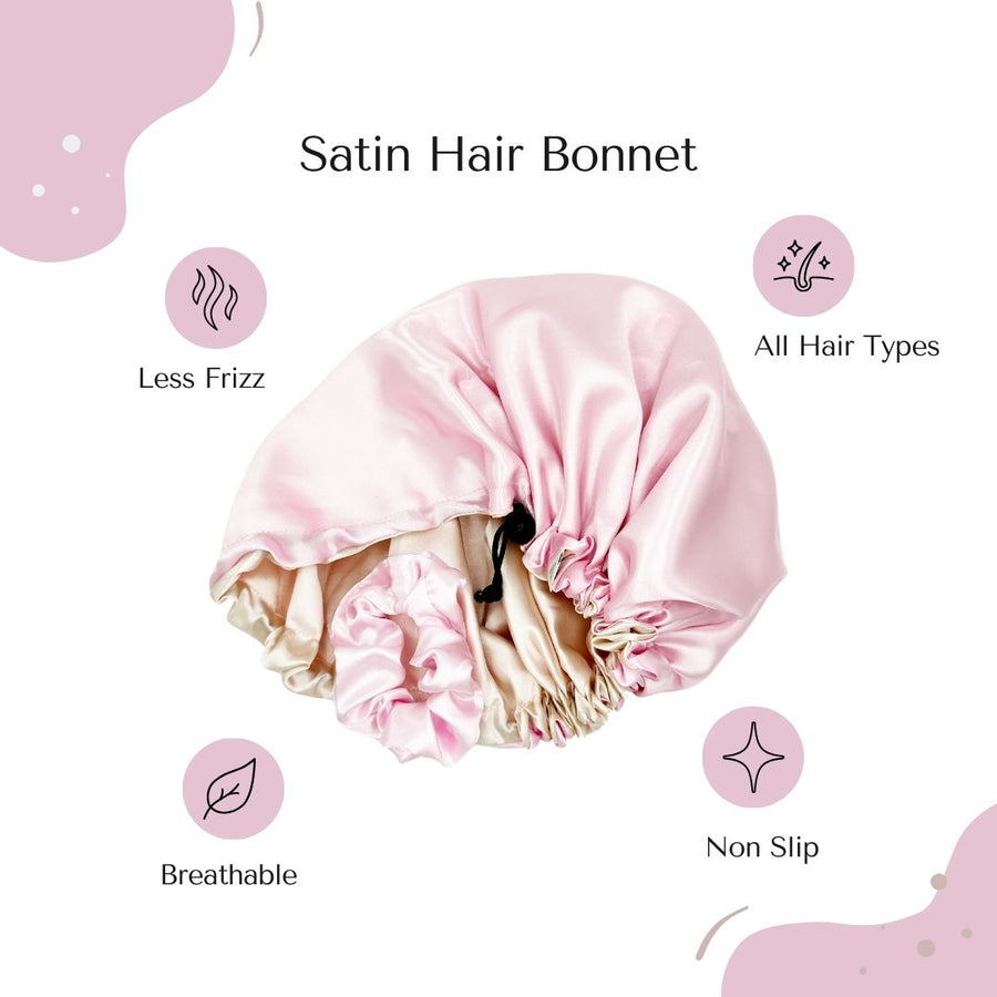 Satin Hair Bonnet, Adjustable Hair Bonnet for Sleeping Hair Bonnets for Women Curly Natural Hair