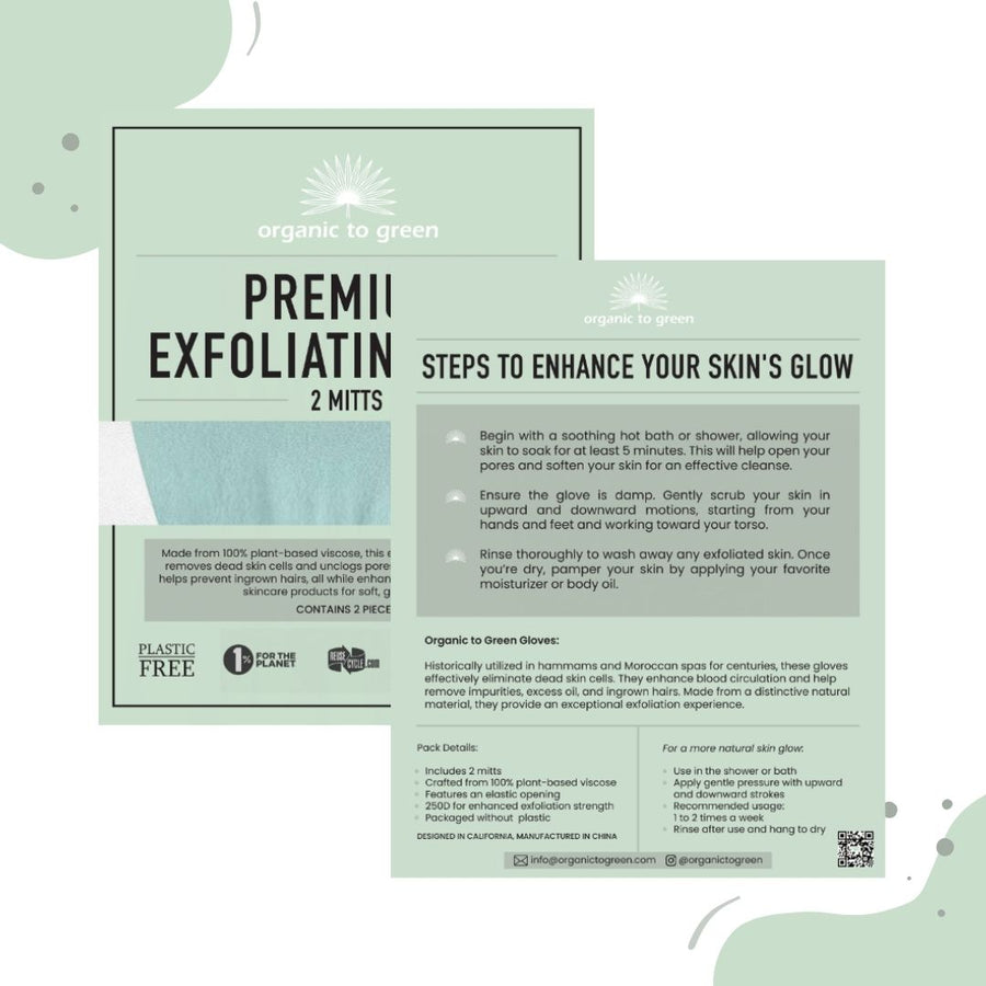 Premium Exfoliating Mitt for Body (2pc) – 100% Vegan Viscose Traditional Body Scrub Washcloth – Body Exfoliator