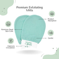 Premium Exfoliating Mitt for Body (2pc) – 100% Vegan Viscose Traditional Body Scrub Washcloth – Body Exfoliator