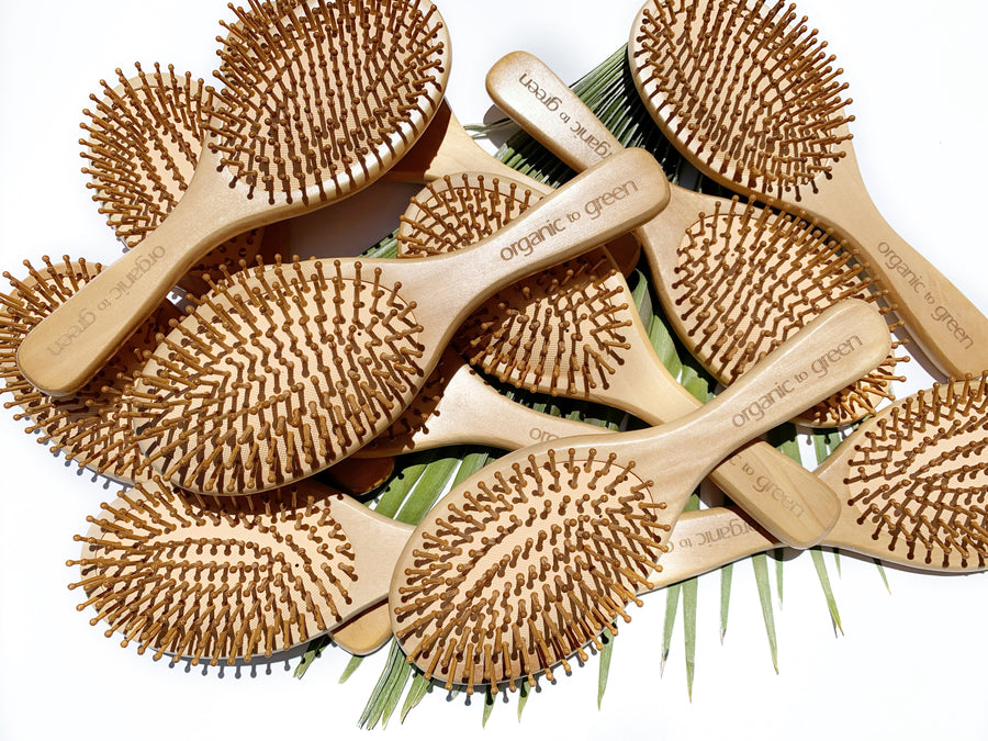Wooden Hair Brush with Wooden Bristles - Wholesale Case of 12