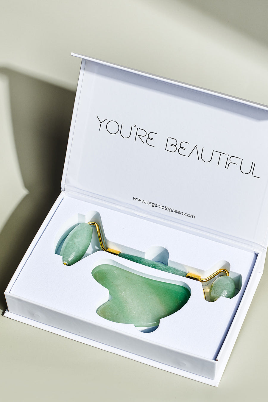 EMOCCI Jade Roller And Gua Sha Set - Facial Beauty Tools Kit For Anti-Aging And Muscle Relaxation - 100% Real Jade - Gift Box Included (Green) | Buy Now With Express International Delivery