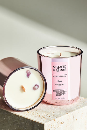 LOVE - Rose Aromatherapy with Amethyst CANDLE